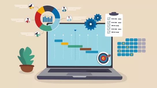 © Nuthawut / stock.adobe.com Laptop mit Projektmanagement-Bild